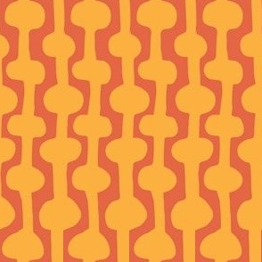 Smaller / Groovy graphic two tone orange ogee stripe / Hand drawn feel / irregular shapes / dark orange ground