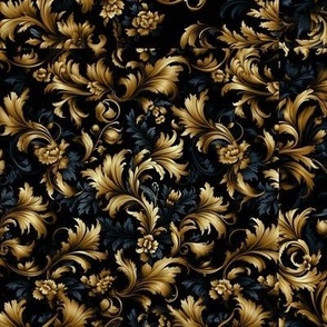 Regal Renaissance Revival: Henry VIII-Inspired Black and Gold Brocade