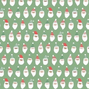 Cheerful Santa Clause Faces in Red and Green - 1 inch