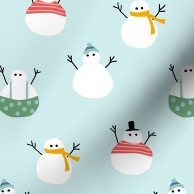 Silly Bright Snowmen in Red Green Gold Blue - 2 inch