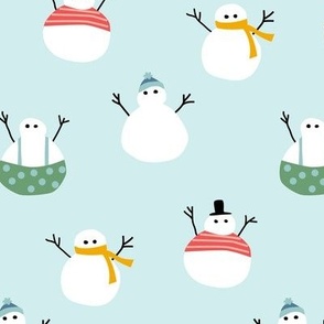 Silly Bright Snowmen in Red Green Gold Blue - 2 inch
