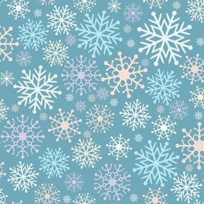 Apricity snowflakes on turquoise - 9”