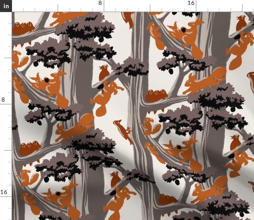Orange squirrels on trees - wallpaper - big size