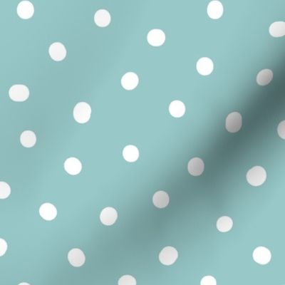 Snowy White Dots on Soft Blue - 1/2 inch