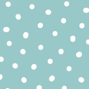 Snowy White Dots on Soft Blue - 1/2 inch