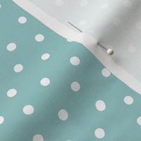 Snowy White Dots on Soft Blue - 1/4 inch