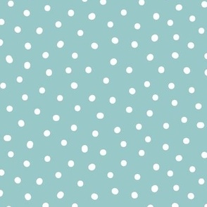 Snowy White Dots on Soft Blue - 1/4 inch