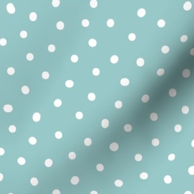 Snowy White Dots on Soft Blue - 1/3 inch