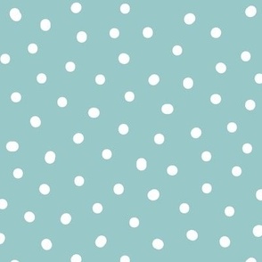 Snowy White Dots on Soft Blue - 1/3 inch