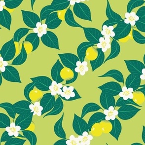 Daydreaming Diagonal / Large Scale / Pastel Lime Green Lemon Print