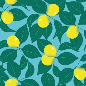 Laidback Lemontree / Jumbo Scale / Greenish Yellow Lemon Print