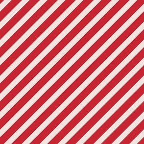 Christmas candy cane stripes - diagonal basic strokes striped ivory ruby red
