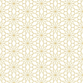 Gold and White Geometric Flower Star in Shimmery Metallic Gold and White - Medium - Hollywood Regency, Moroccan Mosaic, Festive Napery