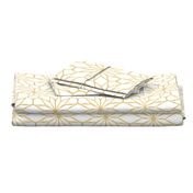 Gold and White Geometric Flower Star in Shimmery (Faux) Metallic Gold and White - Large - Hollywood Regency, Moroccan Mosaic, Festive Napery