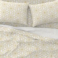 Gold and White Geometric Flower Star in Shimmery (Faux) Metallic Gold and White - Large - Hollywood Regency, Moroccan Mosaic, Festive Napery