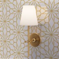 Gold and White Geometric Flower Star in Shimmery (Faux) Metallic Gold and White - Large - Hollywood Regency, Moroccan Mosaic, Festive Napery