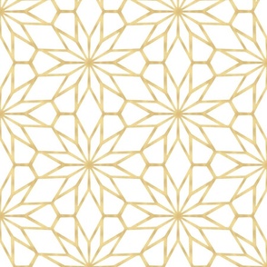 Gold and White Geometric Flower Star in Shimmery Metallic Gold and White - Large - Hollywood Regency, Moroccan Mosaic, Festive Napery