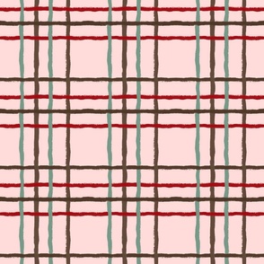 Yarn plaid on pink