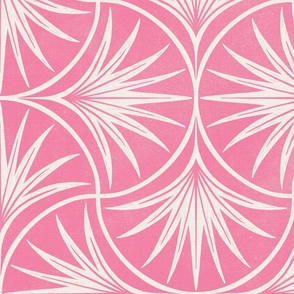 Tropical Pink Palm Block Print Geometric - Jumbo - Pink Tropical, Relaxed Summer, Beachy