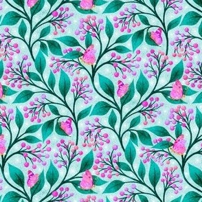 Lilly Pilly Floral Small Scale Mint Green