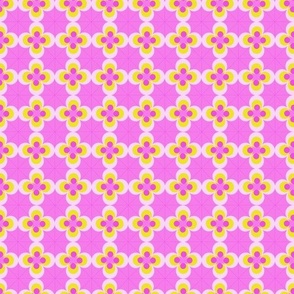 Vintage Flowers Barbie Pink / Large Scale / Retro Pink Moroccan Style Tile