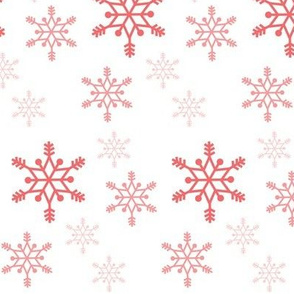 Snowflakes - coral on white