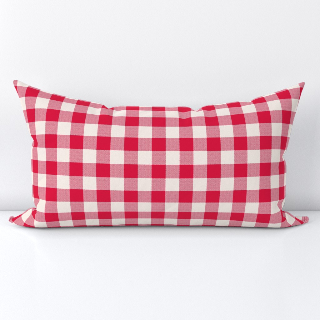 Buffalo Check - Crimson Red and Cream - Plaid Squares