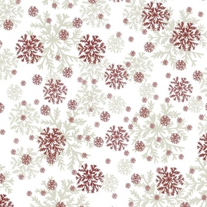 Red and cream colored snowflakes 