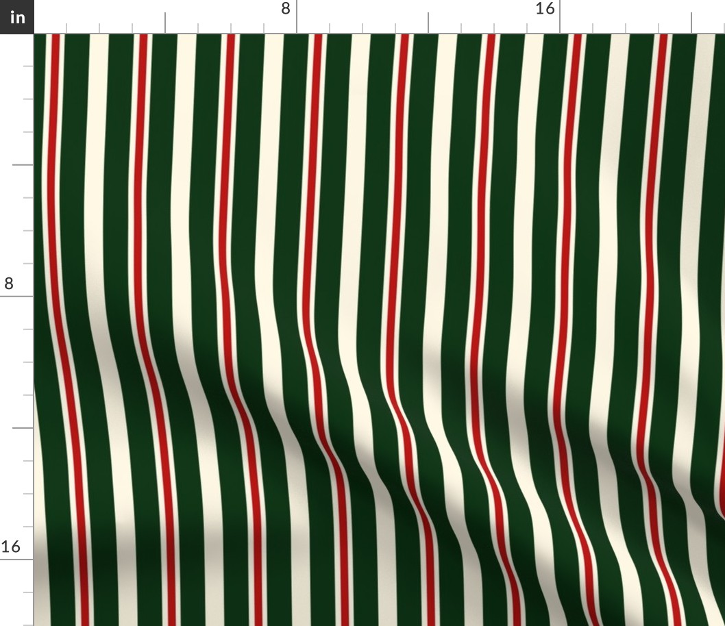 Retro Christmas Vertical Stripes Red and Green