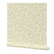 Holly Branches - Pastel Green on Cream - Winter Holiday Botanical