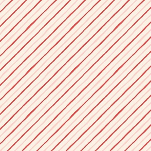 Classic Pink and Red Candy Cane Diagonal Stripes on Cream