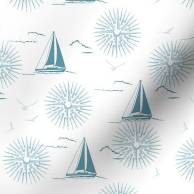 Winter Beach Collection - Sailboats & Compass Rose