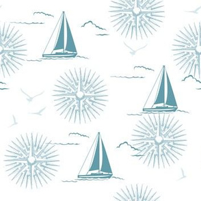 Winter Beach Collection - Sailboats & Compass Rose