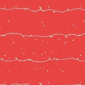 Retro Ribbons Christmas Holiday Print with Snowfall Dots in Red and Cream
