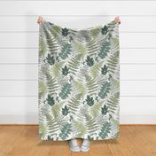  Forest leaves ferns large scale wallpaper  white background