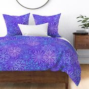 Vibrant Snowflakes - Blues and Purples  on Purple - Apricity - Happy Snowflakes - Large