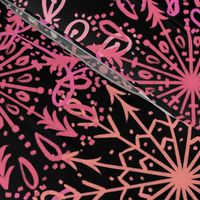 Vibrant Snowflakes - Pinks on Black - Apricity - Happy Snowflakes - Large