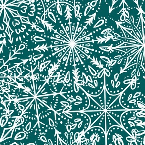 Snowflakes on Teal - Apricity - Happy Snowflakes - Large