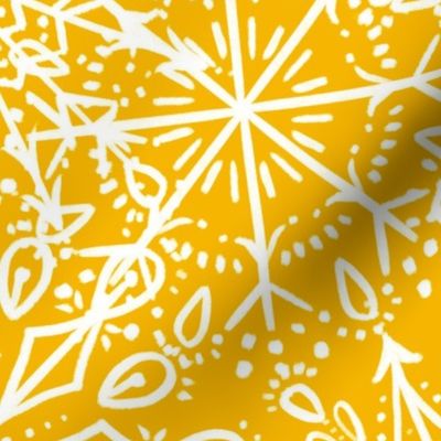 Snowflakes on Golden Yellow - Apricity - Happy Snowflakes - Large