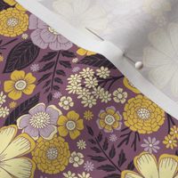 Small-Scale Purple & Yellow Floral/Botanical Pattern