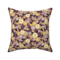 Small-Scale Purple & Yellow Floral/Botanical Pattern