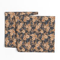 Small-Scale Floral w/ Peach & Blue-Gray Flowers