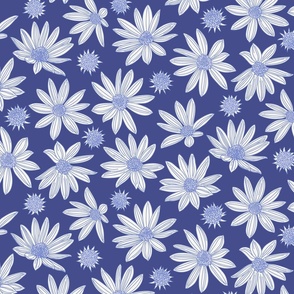 summer's end helianthus floral XL scale ultramarine blue by Pippa Shaw