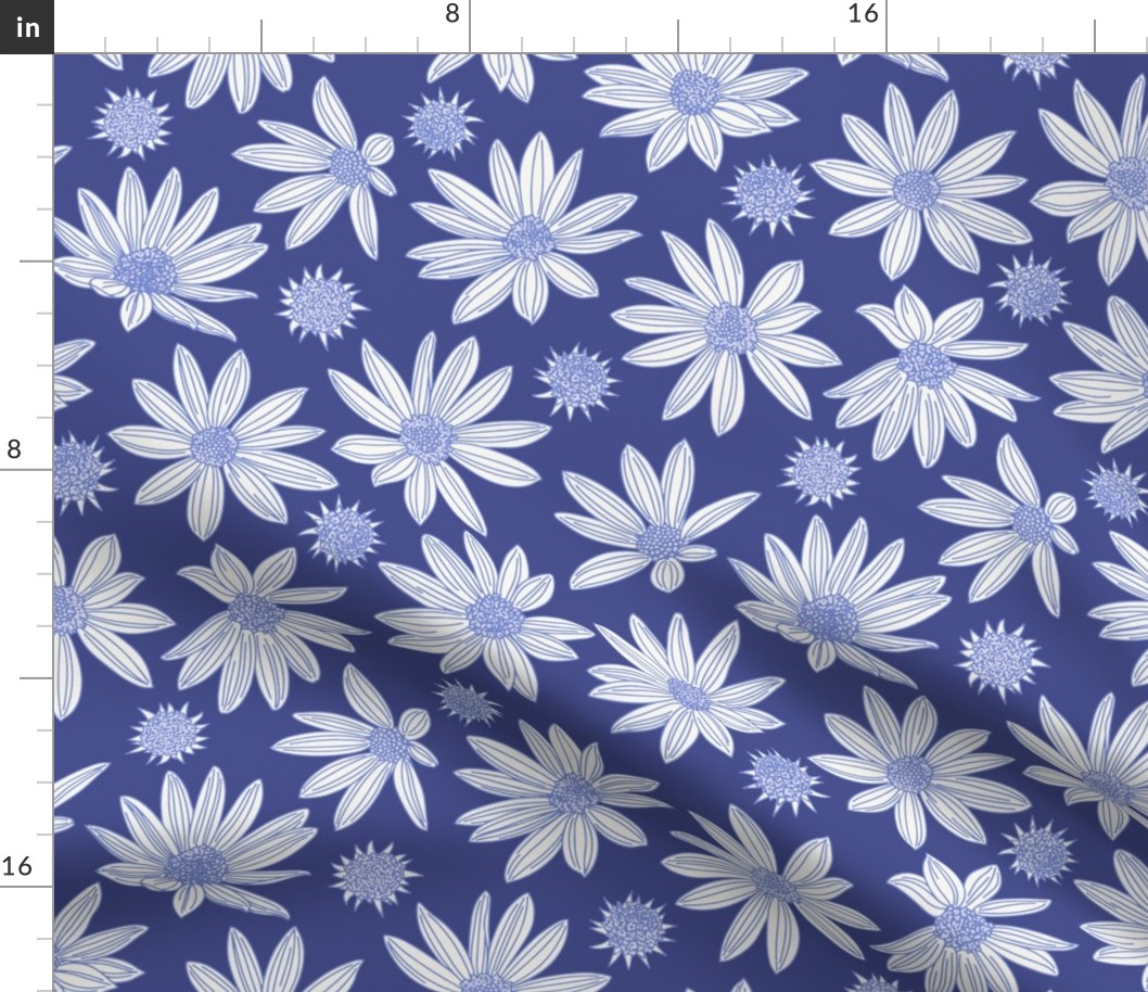 summer's end helianthus floral XL scale ultramarine blue by Pippa Shaw
