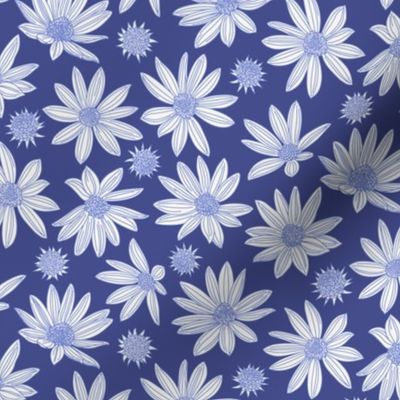 summer's end helianthus floral L scale ultramarine blue by Pippa Shaw