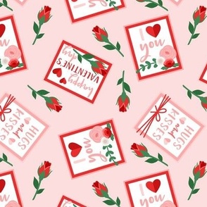 valentine cards on pink
