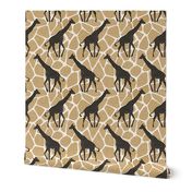 (M) African giraffe print silhouettes cream, ochre and black