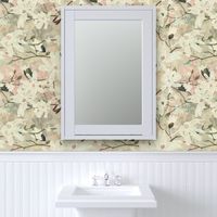 Large scale white star magnolia flowers on a cream marbled background