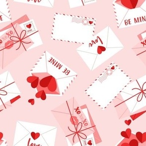 valentine love letters on pink