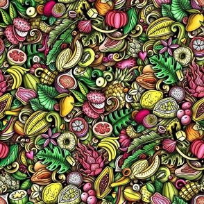 Exotic tropical fruits doodle 3